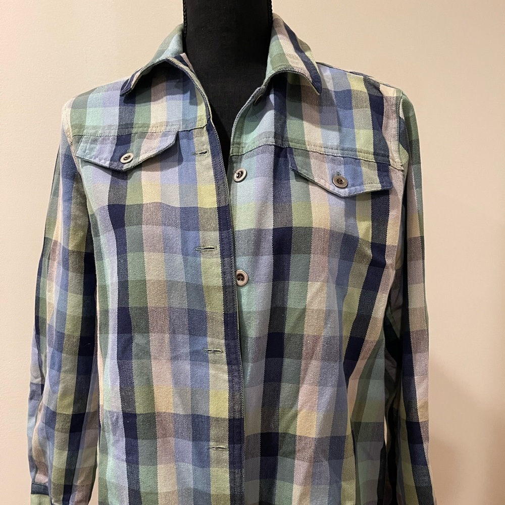 Vintage Nikki Plaid Patterned Light Denim Jacket